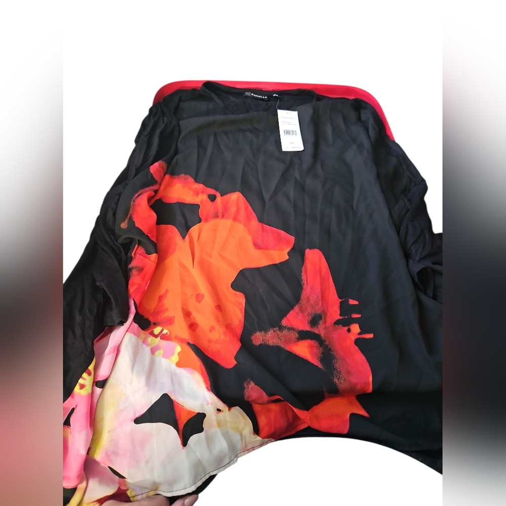 NEW Rafaella Black Floral Blouse